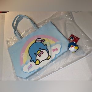 Super cute tuxedo Sam tote bag faux leather sturdy and permanent!